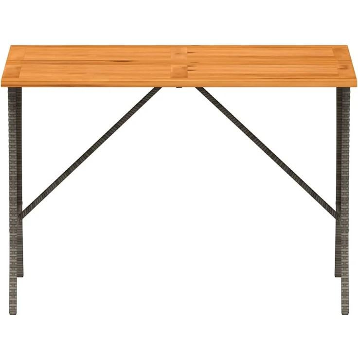 Gartentisch, Balkontisch mit Akazienholzplatte Grau 105 x 75 x 72 cm Poly Rattan – Bild 5
