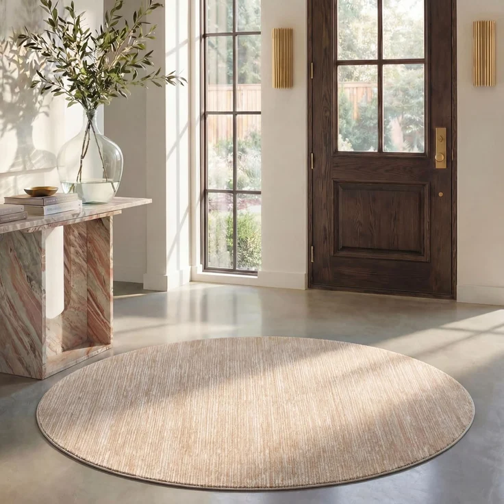 SAFAVIEH Modern Teppich für Wohnzimmer, Esszimmer, Schlafzimmer - Vision Collection, Kurzer Flor, Beige, 200 X 200 cm | 1,3 cm Flor, für den Innenbereich, langlebig, kinder- und haustierfreundlich, Polypropylen-Fasern, Öko-Tex-zertifiziert