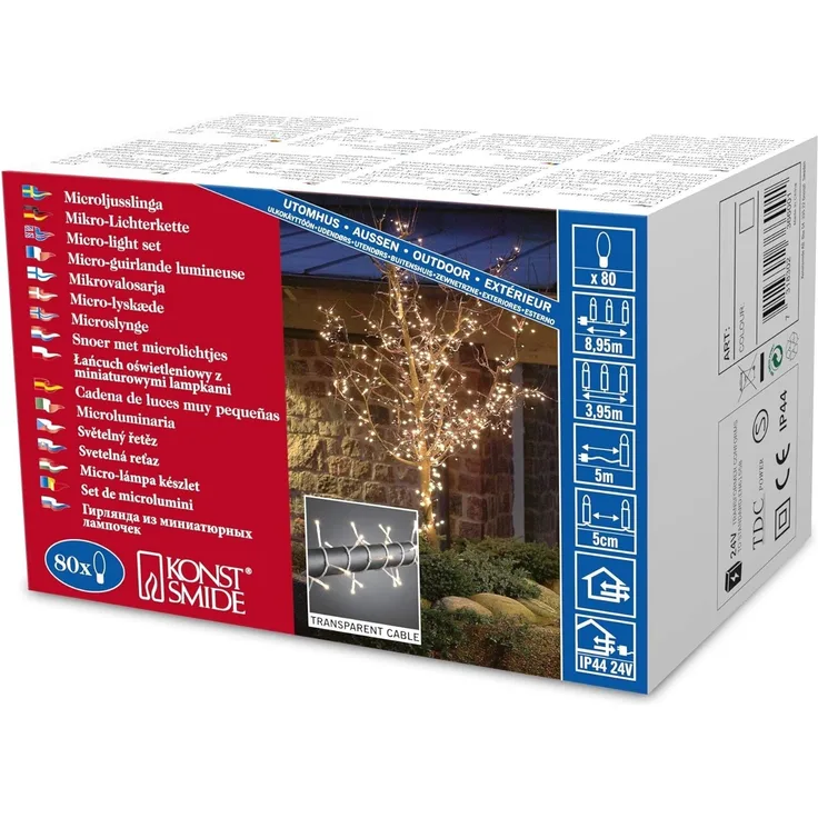 KONSTSMIDE LED-Lichterkette Weihnachtsdeko aussen, verschweißt, 80 klare Birnen
