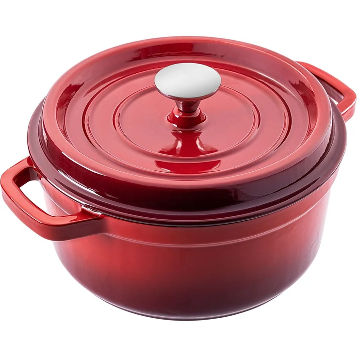KADAX Gusseisentopf 4,5 Liter, Ø 23 cm, Schmortopf aus emailliertem Gusseisen, Rund Topf mit Deckel, Bräter zum Schmoren, Braten, Kochen & Backen, Bratentopf (Rot) – Bild 8