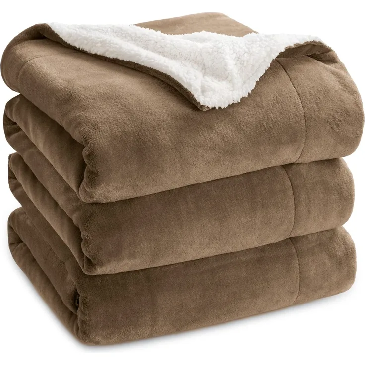 BEDSURE Decke Sofa Kuscheldecke Kamel - warm Sherpa Sofaüberwurf Decke groß, Dicke Sofadecke Couchdecke, 220x240 cm XXL Wohndecke für Couch