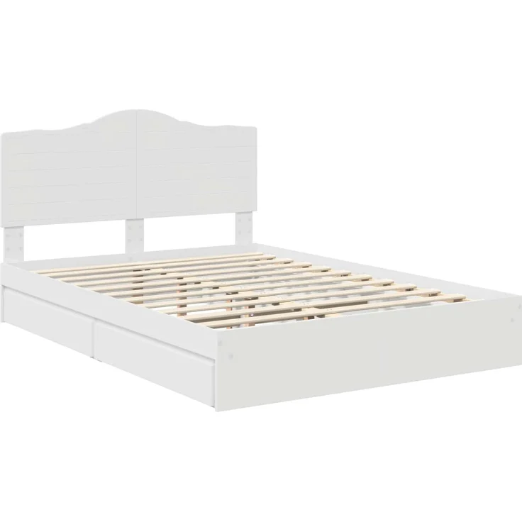 vidaXL Aufbewahrungsbett mit Kopfteil Weiß 140 x 200 cm Holzwerkstoff 3413499 – Bild 3