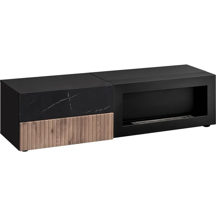 ASM-Moebel Wohnwand Wohnwand CANNES CS2 R-K mit Bio Ethanol Kamin LED und Push - Click, Mit Bio-Ethanol Kamin, Led Beleuchtung und Push - Click Sytem – Bild 4