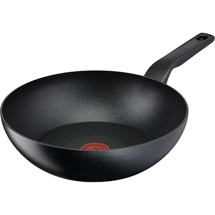 Tefal Wok Titanium Force Wok-Pfanne, Induktion, Ø 28 cm, Aluminium, extra haltbare Antihaft-Beschichtung, Thermo Signal, tiefe Form – Bild 1