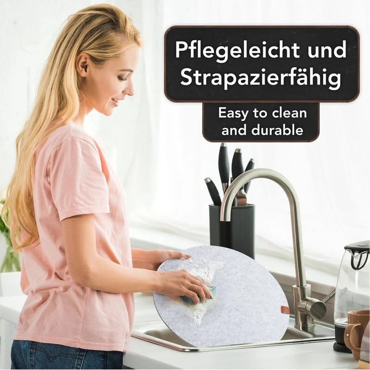 Loco Bird Platzset Tischset aus Filz, 6er Set Rechteckig, 38 cm Telleruntersetzer, (Tischset), abwischbare Tischuntersetzer Platzdeckchen – Bild 4