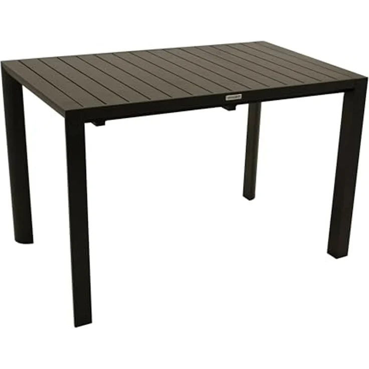 DEGAMO LAGOS Gartengarnitur, Aluminium, anthrazit/schwarz, 5-teilig (4x Stapelsessel, 1x Ausziehtisch 120/162x70cm) – Bild 6