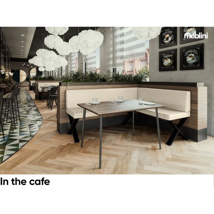 MEBLINI Eckbank für Esszimmer - Küchenbank - Essecke - Sitzecke Küche - ERIC - X-Beine 128x168x87cm Rechts - Creme Kunstleder – Bild 4