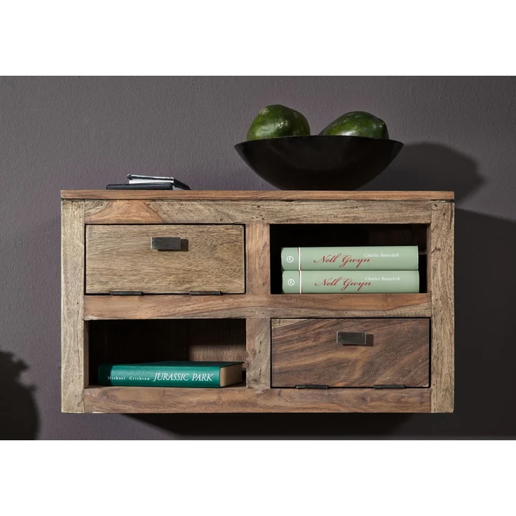 Wandelement Sheesham 66x25x38 grau geölt NATURE GREY #066 – Bild 3
