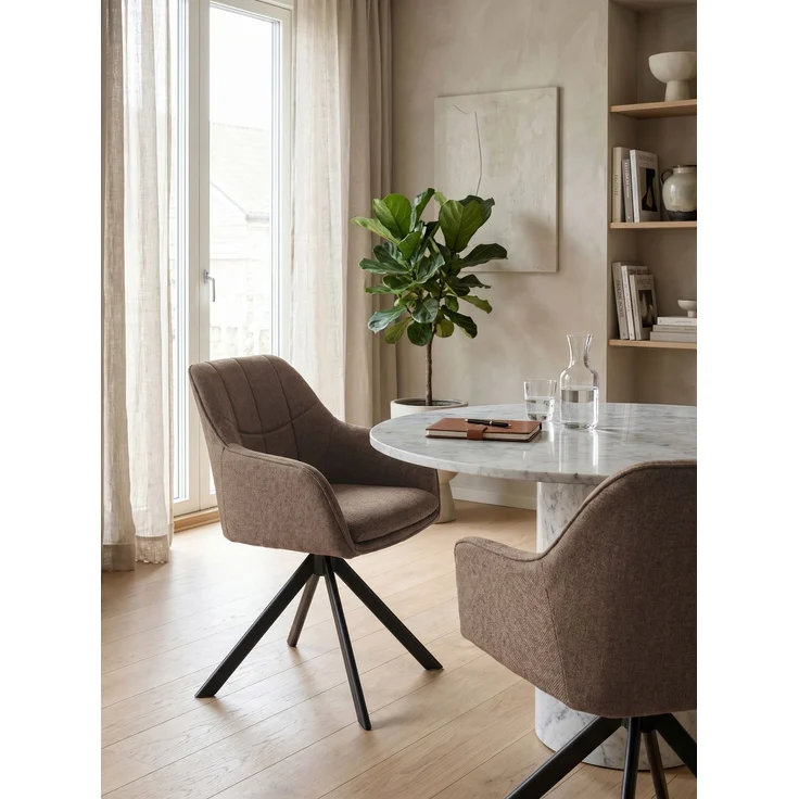 4er-Set GOEURVANT 1437 Esszimmerstühle, 360° Drehbar, Webstoff, Mokkabraun – Bild 2
