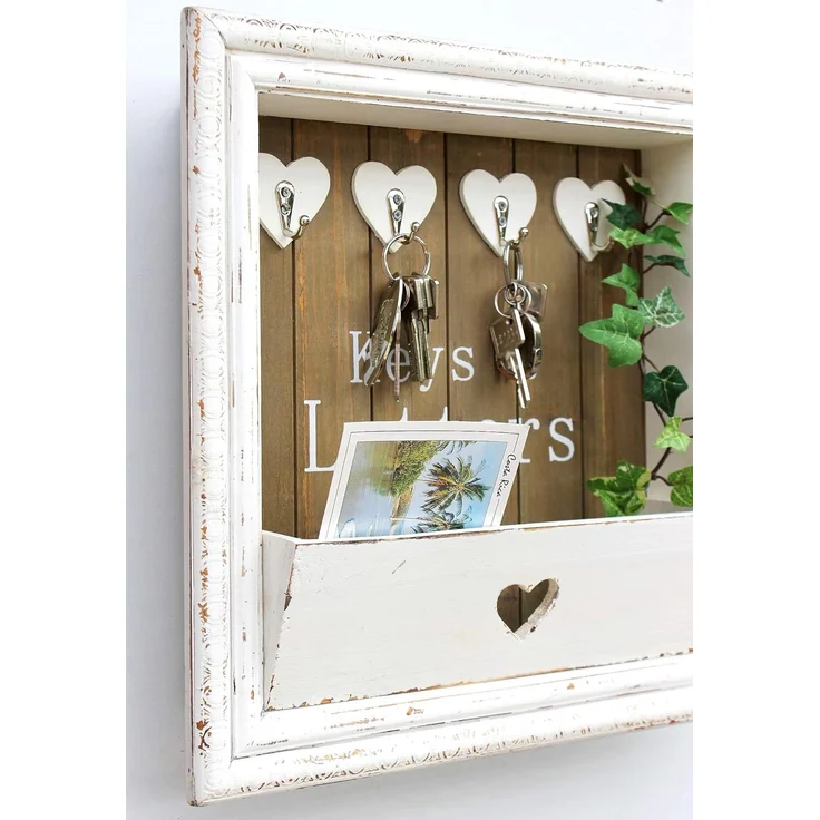 Wandorganizer Vintage Schlüsselboard Holz Ablage 93857 Briefablage Shaby Chic – Bild 2