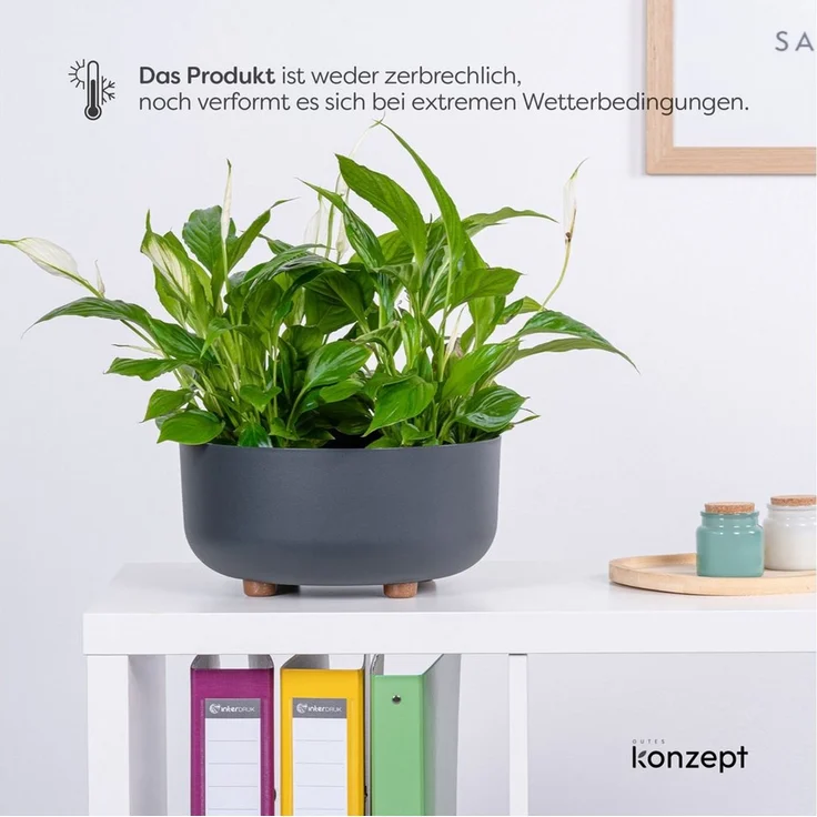 KONZEPT Blumentopf mit Füßen Ø 30 cm, Höhe 14 cm, für innen & außen, Kratzfest, Leicht, UV-beständig, Wetterfest, mit Füßen – Bild 4