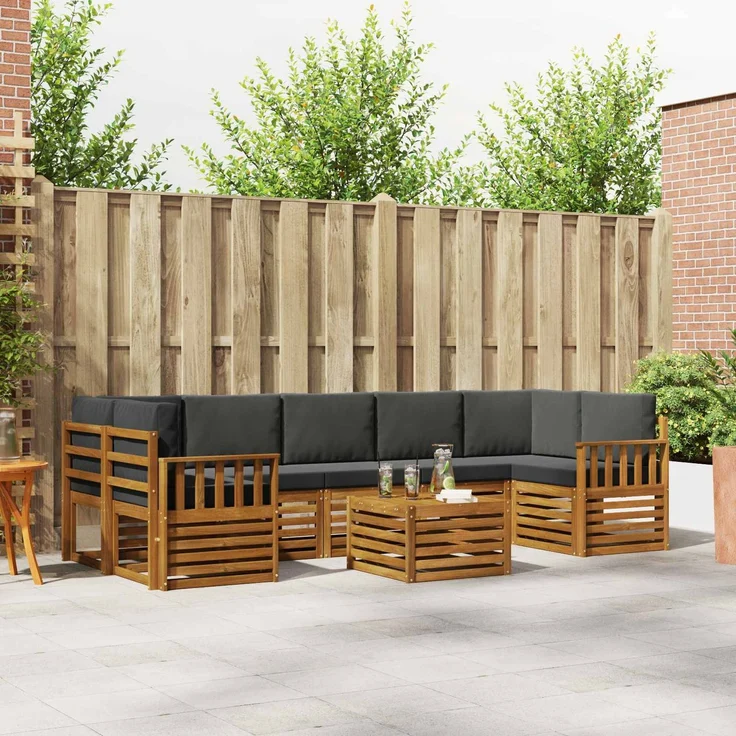 vidaXL Outdoor-Sofagarnitur 8 stk. 7-Sitzer Natur und Anthrazit 3374522 – Bild 1