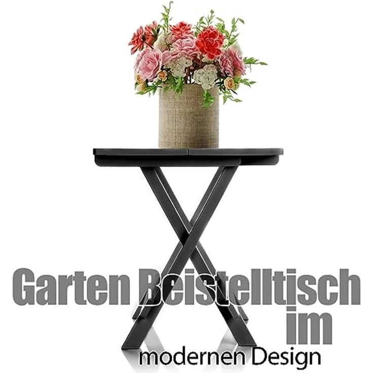 BigDean Klapptisch klein in anthrazit aus Kunststoff LxBxH 45x43x50cm – wetterfester Campingtisch - Beistelltisch In- und Outdoor geeignet - Kleiner Esstisch Gartentisch Balkontisch – Made in Europe – Bild 6
