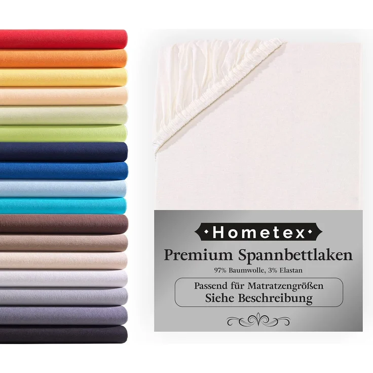 Hometex Premium Textiles Spannbettlaken Premium Boxspringbett Spannbetttuch ideal für Wasserbett und Matratzen, Jersey, Gummizug: Rundumgummizug, Spannbettlaken Premium Qualität 190 g/m², Gekämmte Baumwolle – Bild 1