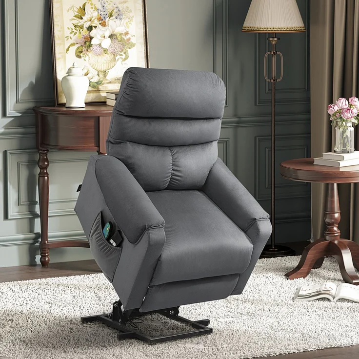 MELAYR, Fernsehsessel mit Aufstehhilfe Elektrisch, 83 x 93 x 110 cm, Dunkelgrau – Bild 4