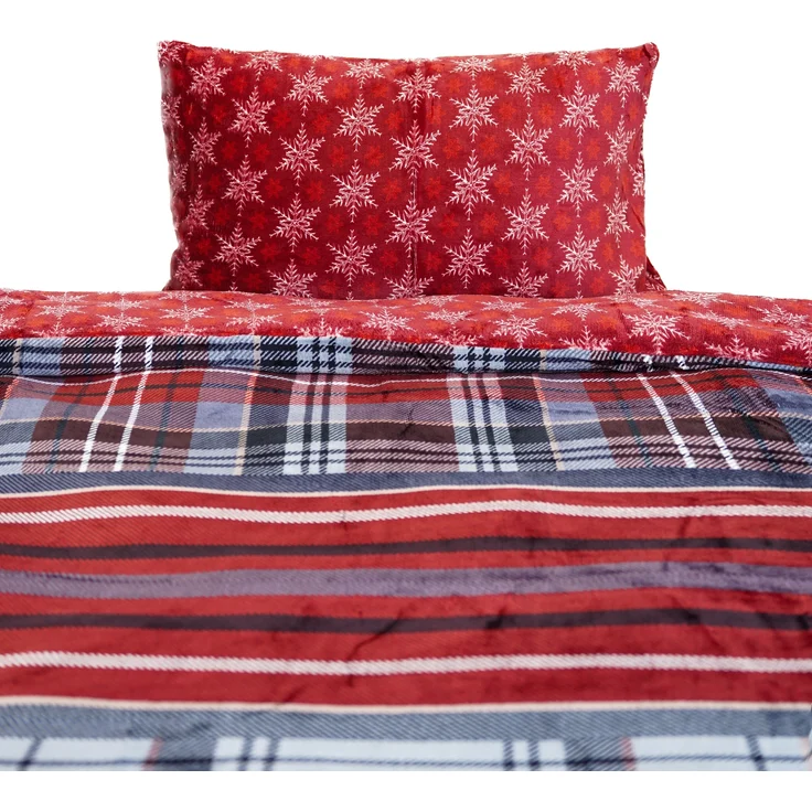 Wendebettwäsche mit Schneeflockenmuster – Plüschbettwäsche mit verdecktem Reißverschluss 200x200 cm – Bild 4