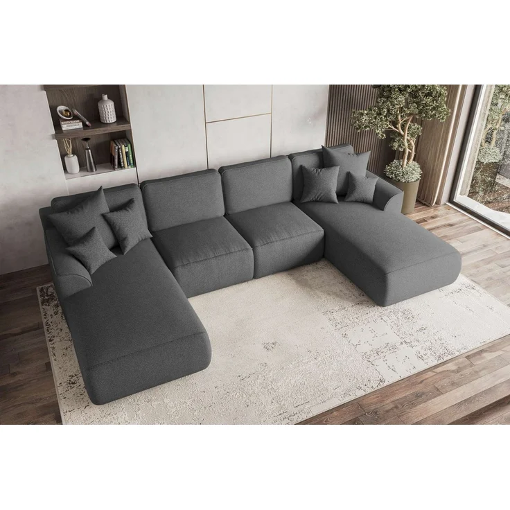 99rooms Wohnlandschaft Gusto, Sofa, U-Form, mit Schlaffunktion, mit abnehmbaren Kissen, Bezug - Strukturstoff NEVE – Bild 2