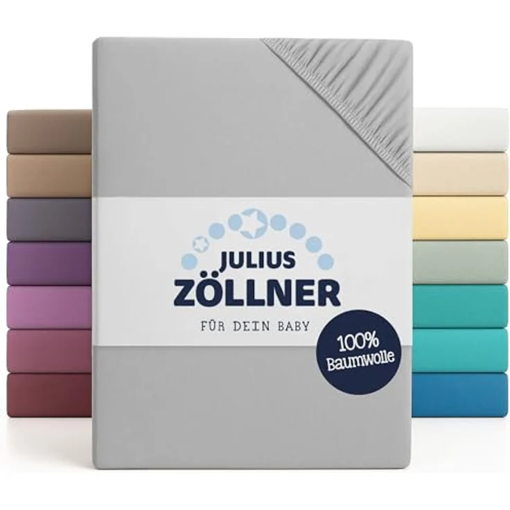 Julius Zöllner 8380347510 Jersey Spannbetttuch Doppelpack für das Kinderbett, Gr. 60x120 / 70x140, hellgrau – Bild 2