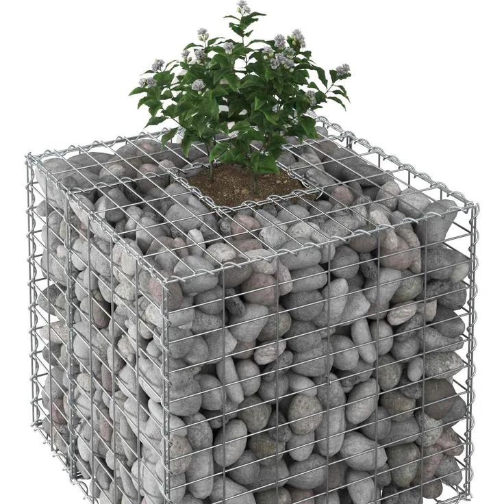 vidaXL Gabionen-Hochbeet 60 x 60 x 55 cm Verzinkter Stahl Silber 42033320 – Bild 4