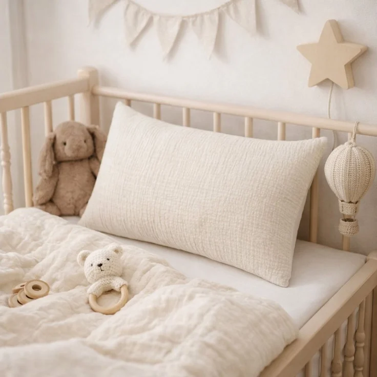 BABEES Kissenbezüge 2-er Set Kissenbezug 40x60 / 30x50 cm 100% Musselin Baumwolle 150 g/qm, Kissenbezüge Kissenhülle Kinderbettwäsche Kinderzimmer Creme Beige – Bild 2