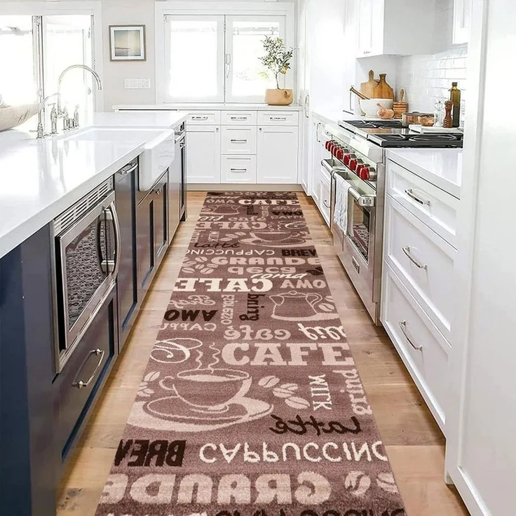 Vimoda Küchenläufer Trendiger Kaffee Teppich, Rechteckig, Höhe: 5 mm, Muster Kaffee, Kaffeetasse, Cappuccino, Küche, Esszimmer, Flur – Bild 2