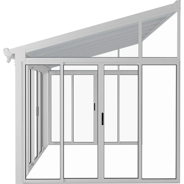 Juskys Wintergarten 12 m² - mit kristallklaren Wänden, Doppel-Schiebetüren & UV-Schutz - wasserdicht & winterfeste Überdachung aus Aluminium - Weiß – Bild 6