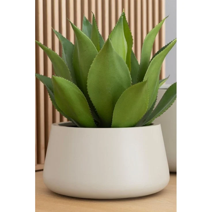 VIVANNO Blumentopf Fiberglas GORDO Rund - Creme (1 St), 38x21 cm – Bild 2