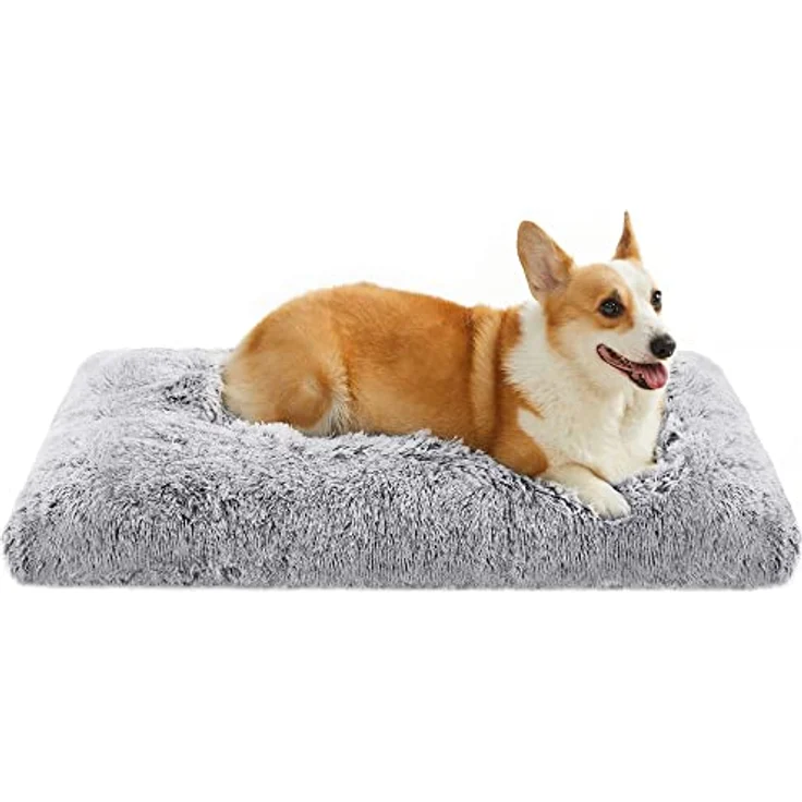 Feandrea Hundebett, Hundekissen, Flauschige Hundematte, Langer Plüsch, 95x60 cm, weiche Polsterung, maschinenwaschbar, Hundekorb, multifunktional, tragbar, hellgrau PGW202G01 – Bild 2