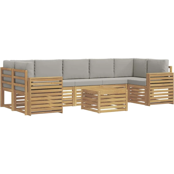 vidaXL Outdoor-Sofagarnitur 8 stk. 7-Sitzer Weiß und Hellgrau 3391561 – Bild 2