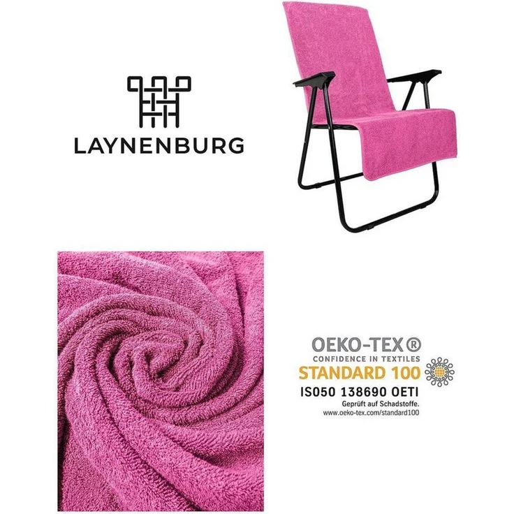 Laynenburg Handtuch Frottee Schonbezug Gartenstuhl, Baumwolle (1-St), Handtuch-Bezug Hochlehner - Stuhl-Bezug mit Umschlag für Campingstuhl – Bild 3