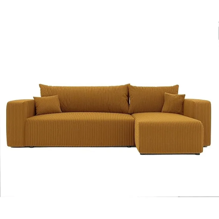 3-Sitzer-Ecksofa mit Schlaffunktion, Stauraum & beidseitig montierbarer Récamiere, Kurkumagelb, 200 x 125 cm
