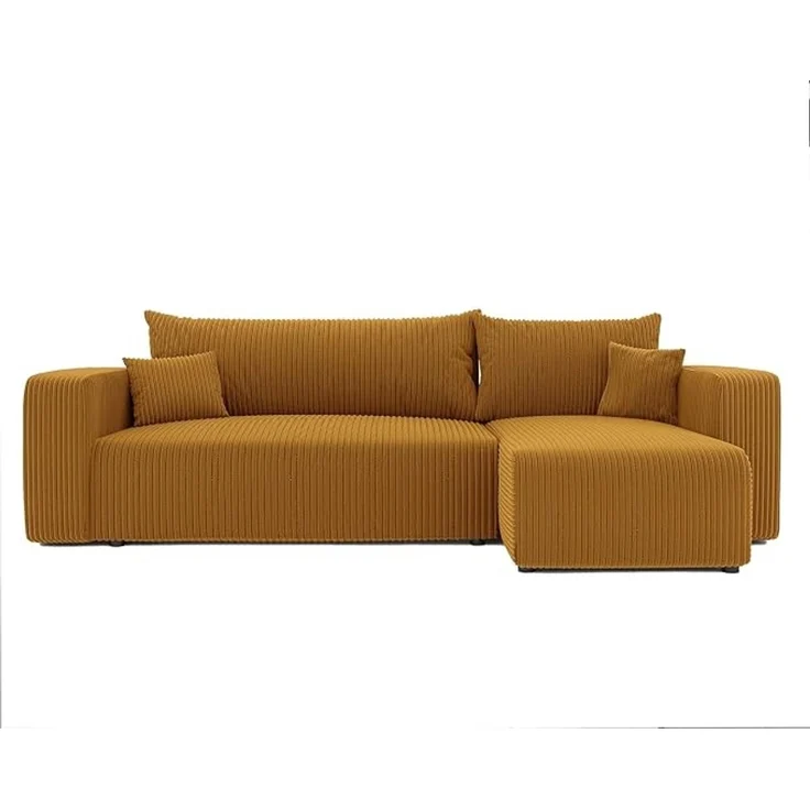 3-Sitzer-Ecksofa mit Schlaffunktion, Stauraum & beidseitig montierbarer Récamiere, Kurkumagelb, 200 x 125 cm – Bild 1