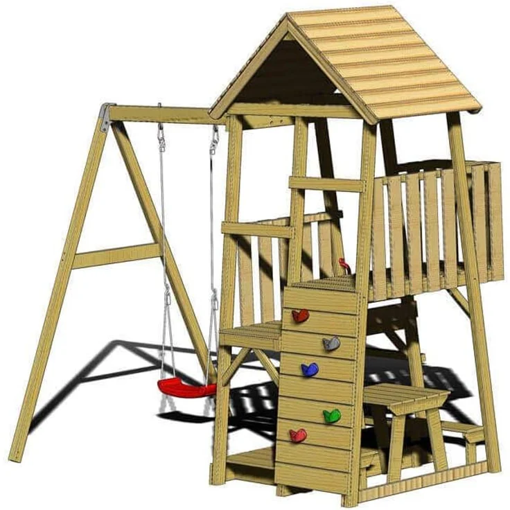 Wendi Toys Holz Spielturm Gorilla | mit Rutsche, – Bild 1