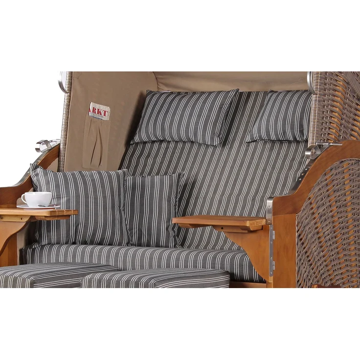 Strandkorb Komplettset - bene living - Schleswig Pinie - PE mokka - Modell 553 – Bild 4