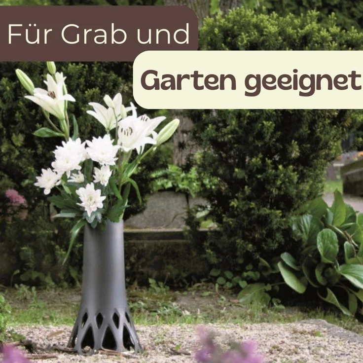 GarPet Bodenvase Grabvase mit Sockel Friedhofvase Grab Vase Friedhof Wetterfeste Vase – Bild 8