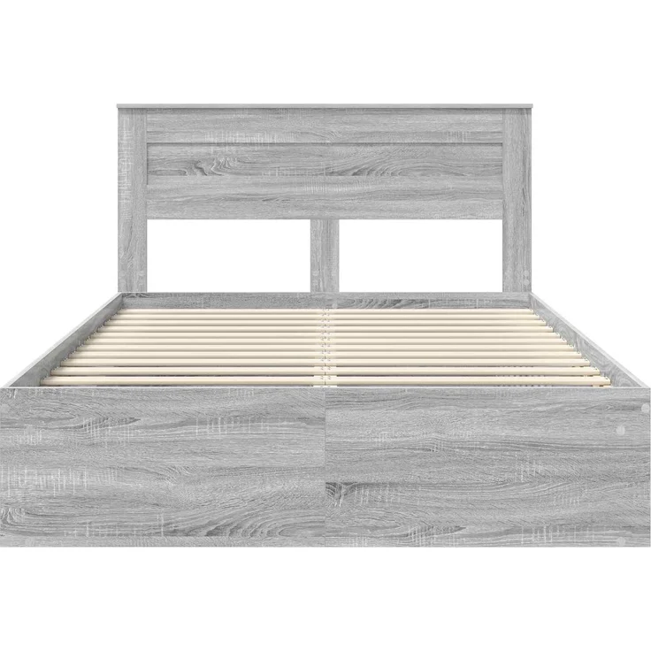 vidaXL Bettrahmen Graues Sonoma 140 x 200 cm Massives Kiefernholz 3409764 – Bild 6
