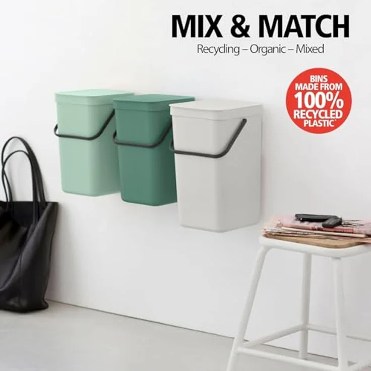 Brabantia 'Sort & Go' Abfallbehälter, Kunststoff, Fir Green, 3 Liter – Bild 8