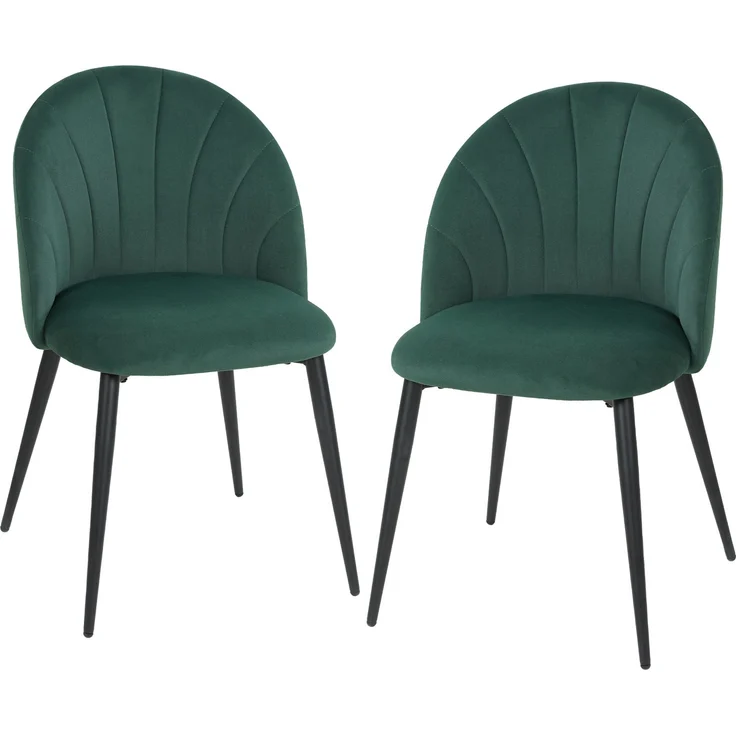 Armlose Esszimmerstühle mit gebogener Rückenlehne 2er-Set, Samt-Optik Akzentstühle für Küche, Wohnzimmer, Dunkelgrün--Dunkelgrün--79x52x54cm--CHENHAONING – Bild 2