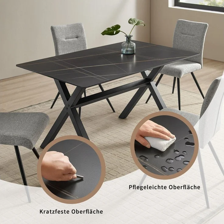 OTTO home Esstisch Cazie, aus Sicherheitsglas mit drehbarer Tischplatte und verstellbaren Füßen – Bild 2