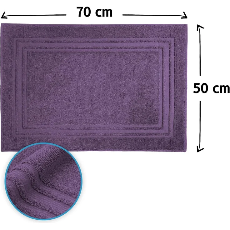 Komfortec Badematte Badvorleger aus 100% Baumwolle, 50x70 cm Duschvorleger, Waschbar Duschmatte, Frottee, Rechteckig, 600 g/m², 2er Set, Saugfähig & Schnelltrocknend – Bild 2