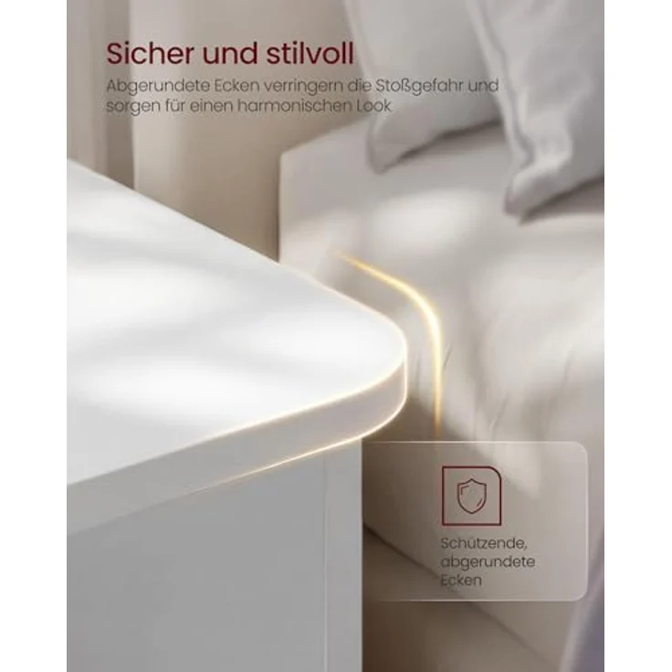 VASAGLE Nachttisch, Snapsemble – superschnelle Montage, 2er Set Beistelltisch mit 3 Ebenen, offene Ablagen, niedrig, Schlafzimmer, Wohnzimmer, kleine Räume, 30 x 35 x 45 cm, wolkenweiß LET123WE01-2J – Bild 5