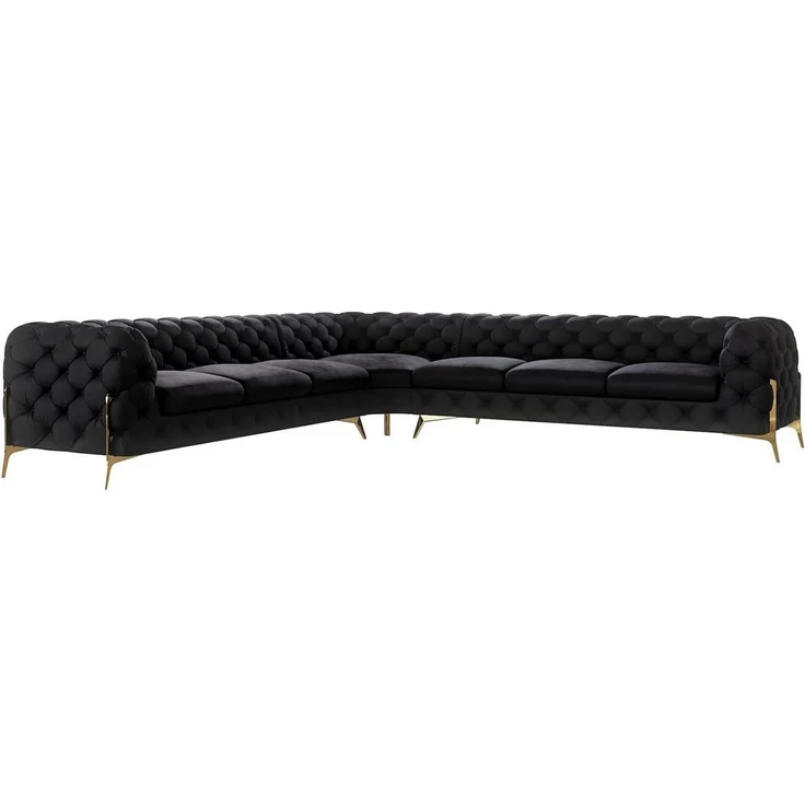 S-Style Möbel Ecksofa Chesterfield Ashley mit Goldene Metall Füßen, mit Wellenfederung – Bild 1