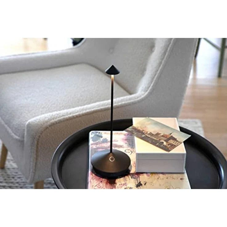 Zafferano Pina Pro - Dimmbare LED-Tischlampe aus Aluminium, Schutzart IP54, Verwendung im Innen-/Außenbereich, Kontaktladestation, H29cm, EU-Stecker - Dunkelgrau – Bild 5