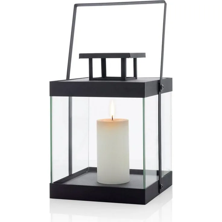 Blomus Laterne FINCA, Indoor-Laterne, klein, Windlicht, Glas, Stahl pulverbeschichtet, Schwarz, 29. 5 cm, 63686