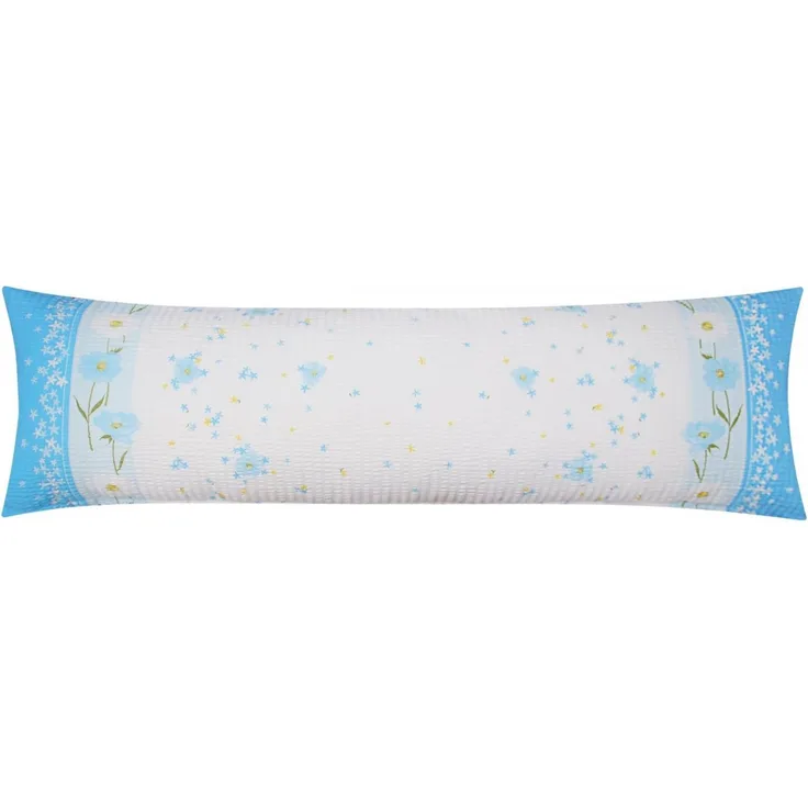 Heubergshop Seitenschläferkissenbezug, (1 Stück), Seersucker, 40x145cm, Margerite, Blumen und Blüten in Blau (137/2a)