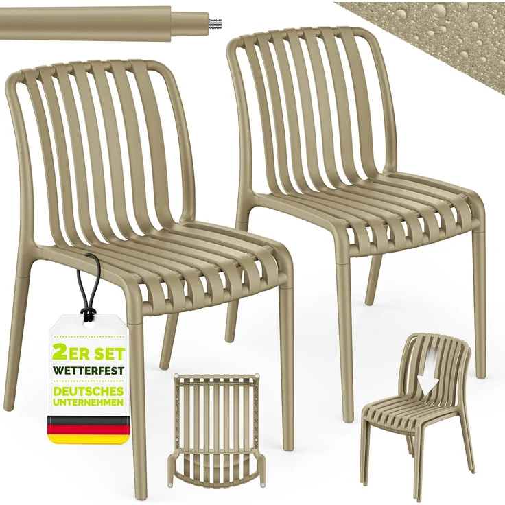 tillvex® Gartenstühle 2er Set Stapelbar Wetterfest | Outdoor Stühle bis 120kg belastbar | Gartenstühle Outdoor | Terrassenstuhl Gartenmöbel Balkon Garten Terrasse – Bild 6