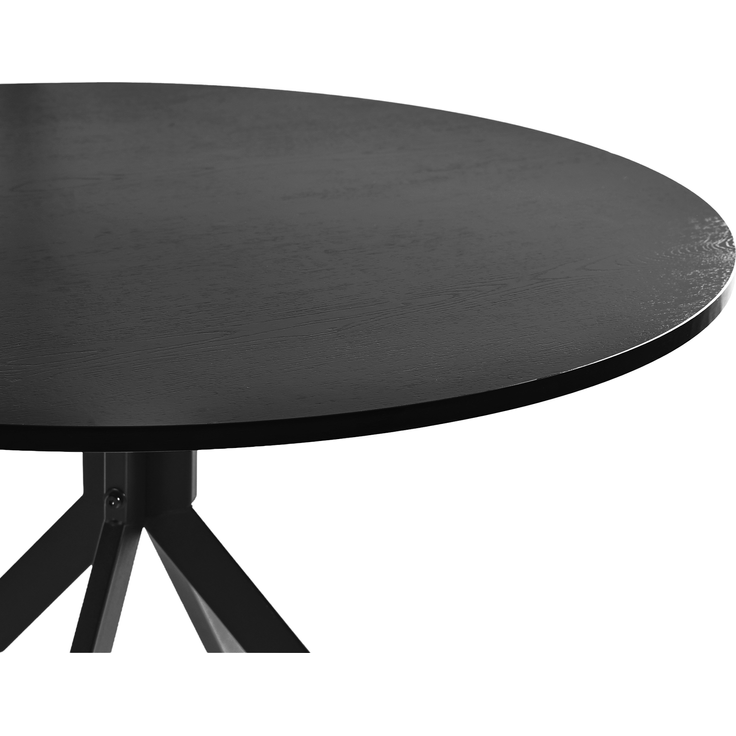 GOEURVANT 1001 Esstisch Set rund Ø 100 cm in Eiche Schwarz-Optik, Küchentisch mit 2 drehbaren Stühlen in Mokkabraun – Bild 4
