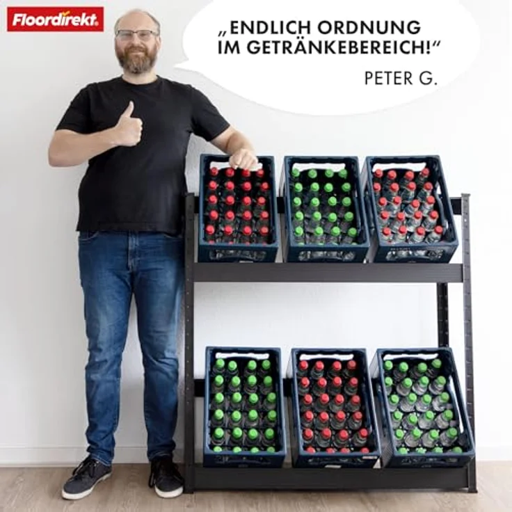 KARAT Getränkekistenregal für 6 Kisten - 110 x 110 x 30 cm - Getränkeregal, Kastenregal für Getränkekisten, Flaschenregal, Kastenständer - Regal für Getränkekästen (Osaka) – Bild 10