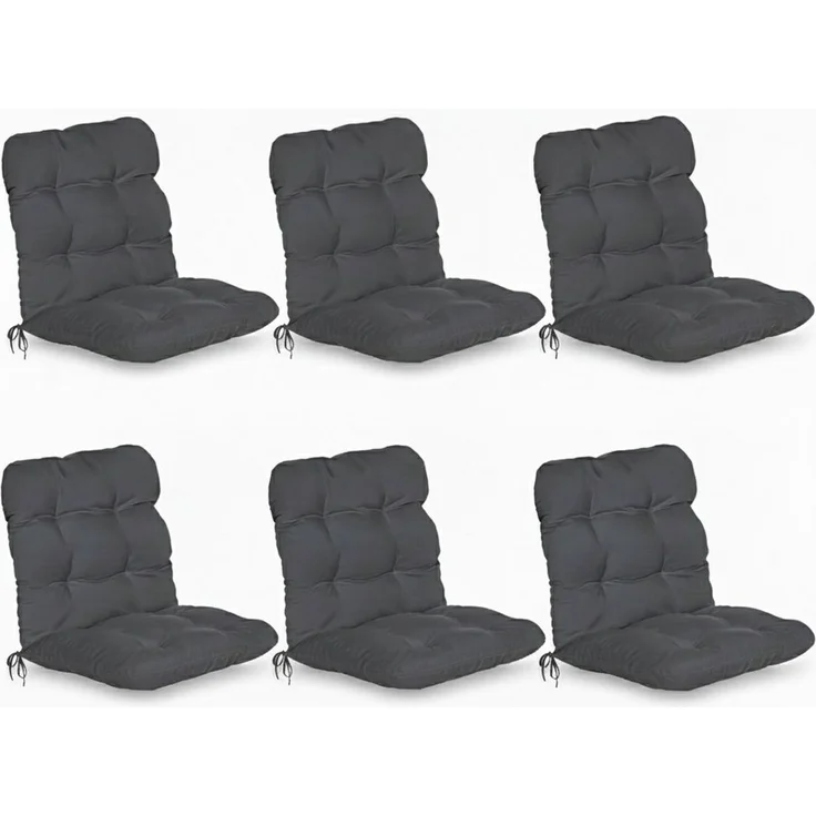 Beautissu Sitzauflage 6er Set Niedriglehner Auflagen Set Flair NL, 100x50x8cm, Graphitgrau, 6er Sitzkissen Niederlehner, Sitzpolster Gartenstuhl & Gartenmöbel – Bild 1