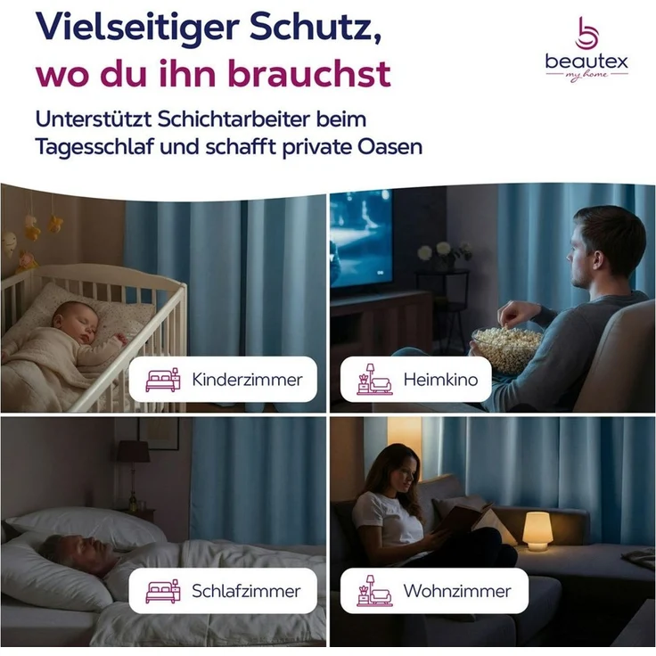 Beautex Verdunkelungsvorhang Kräuselband Vorhang blickdicht abdunkelnd U-Band (1 St), Kräuselband, verdunkelnd, lichtmindernd, wärmeisolierend, pflegeleicht, waschbar – Bild 4